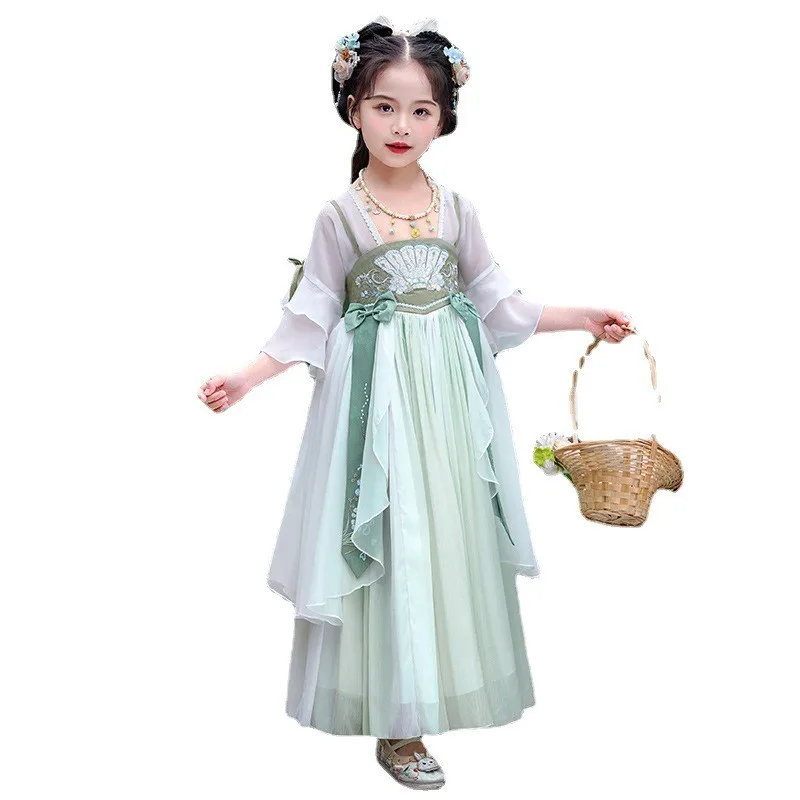 Meisjes Vintage Chinese Traditionele Hanfu Jurk Lief Meisje Kinderen Voeren Kostuums Sprookjesjurk Prinses Tang Pak Kids Cosplay