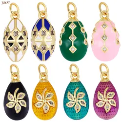 JUYA Bohemia Type Pendant With Zircon Plated Gold 3D Water Drop Charm For DIY Earrings Necklaces Jewelry Making Accessories