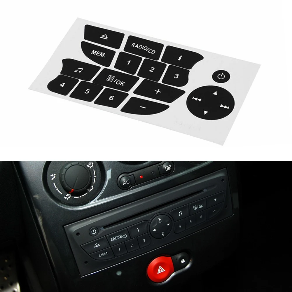 Radio CD Aufkleber Reparatur Getragen Knopf Schalter For Megan Clio 2009-2011 Audio Button Repair Decals Sticker