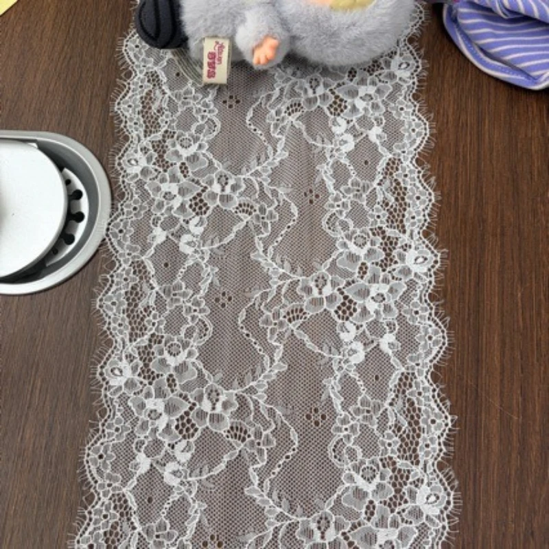 1 Yard Stretch Eyelash Lace Trim 19.5cm Wide High End Garment Accessory DIY Handmade Decoration