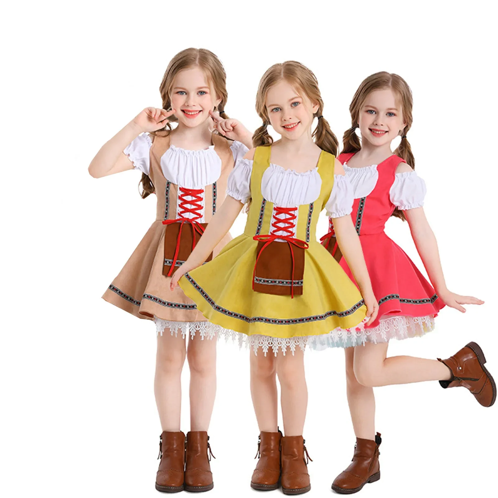 

Cute Girls Dirndl Dress Oktoberfest Costumes Kids German Bavarian Beer Festival Party Carnival Cospaly Maid Dresses Halloween