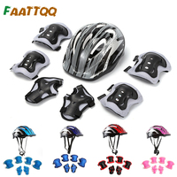 7Pcs Sports Kids Helmet Knee Elbow Wrist Pads, Protective Gear Set for Bike Bicycle Cycling BMX Skateboard Scooter Skating