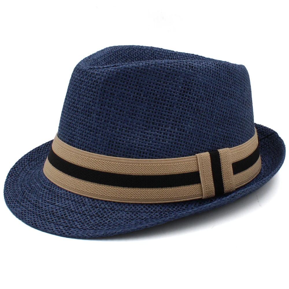 2 Sizes Parent-child Men Women Kids Boy Straw Fedora Hats Summer Trilby Sunhat Classical Jazz Caps Sombrero Beach Outdoor Travel