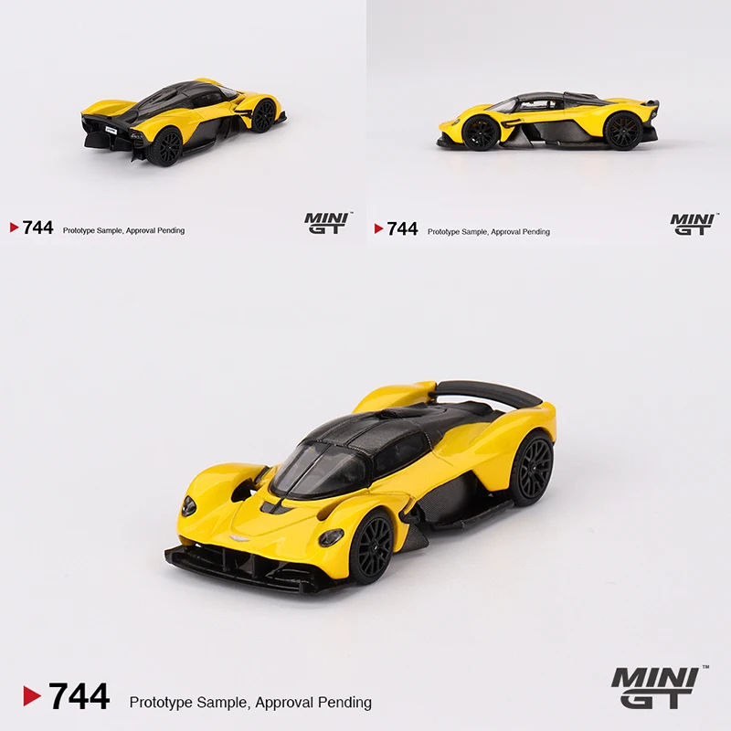 MINIGT 1/64 Aston Martin Valkyrie Sunburst Yellow MGT00744-CH Cars Alloy Diecast Metal Model Kids Xmas Gift Toys for Boys