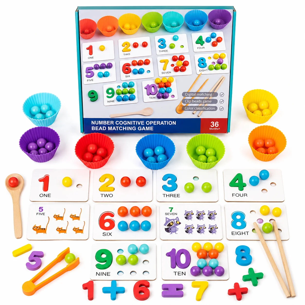 

Children's math teaching aids, baby number cognition, arithmetic matching, educational early education toys, Montessori teaching
