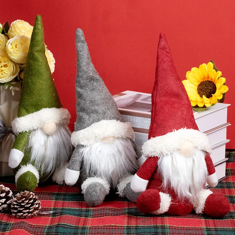 Dekorasi Natal kurcaci boneka meja Natal mewah dekorasi Santa Claus buatan tangan dekorasi Elf Natal ornamen jendela hadiah