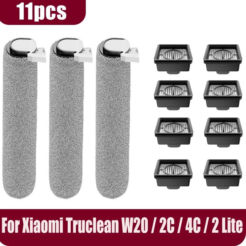 Для Xiaomi Truclean W20/2C/4C/2 Lite вакуумный ролик для влажной и сухой уборки, щетка, фильтр, детали Hepa, аксессуары, замена Для Xiaomi Truclean W20/2C/4C/2 Lite вакуумный ролик для влажной и сухой уборки, щетка, фильтр, детали Hepa, аксессуары, замена