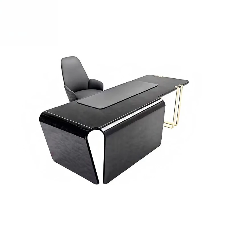 

Creative designer high-end solid wood paint desk, light luxury special-shaped boss table