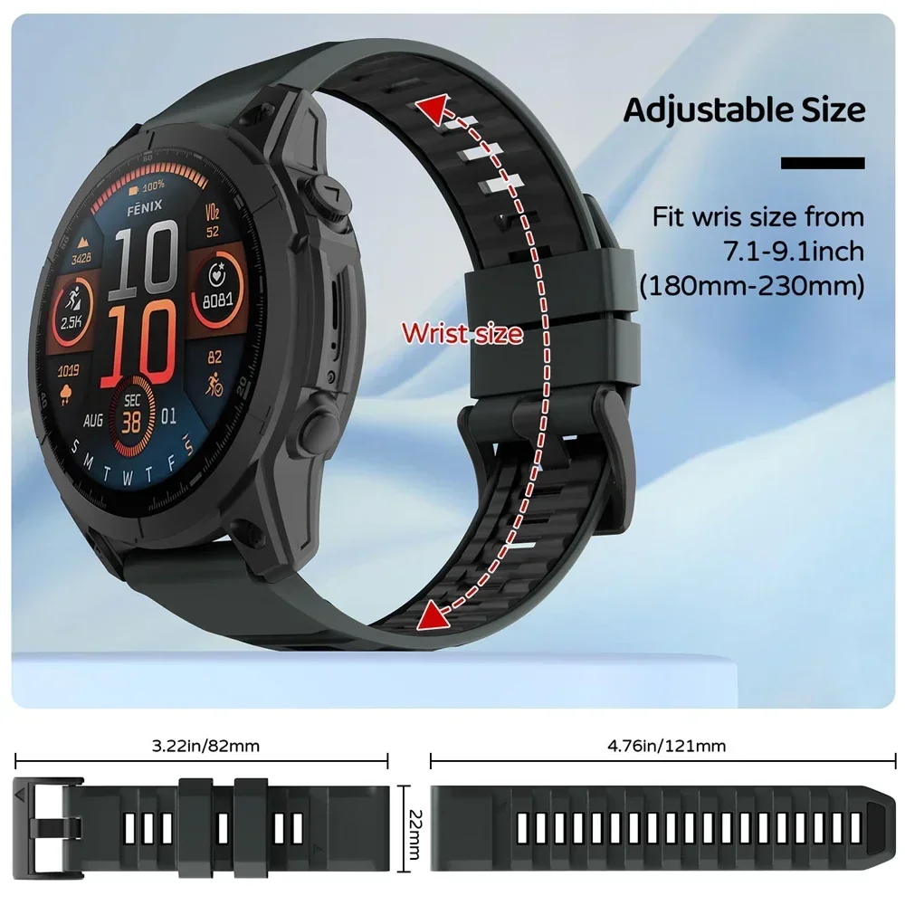 1:1 Fenix9 Uhrenarmband für Garmin Fenix 9 Pro 47mm 51mm E 8 7 7X 6 6X 5X/Epix Pro/Enduro 3/970 QuickFit 22mm 26mm Silikonarmband – Detail 19