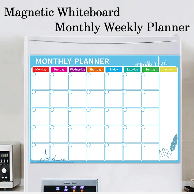 Magnetic Weekly Monthly Planner Calendar Table Dry Erase Whiteboard Fridge Sticker Message Board A3 Size