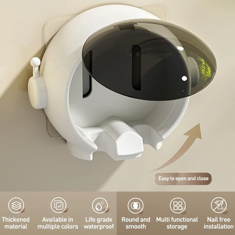 

Non-punching Toothbrush Shelves Wall-mounted Dust-proof Storage Box with Lid Electric Toothbrush Holder Ordinary Toothbrush Use