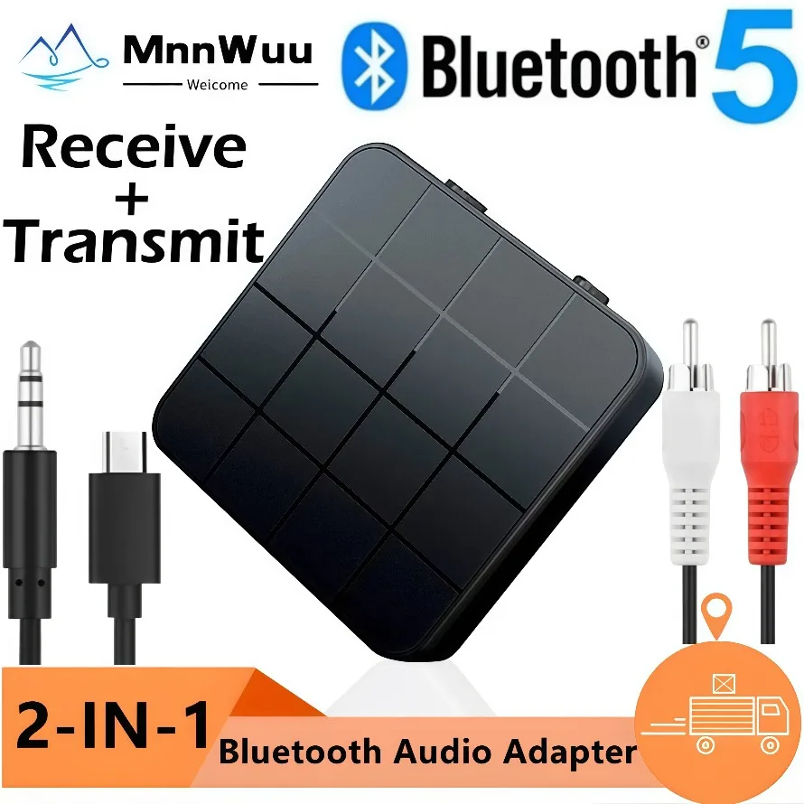 

Bluetooth 5.0 Audio Transmitter Receiver 2 IN 1 RCA 3.5MM AUX Jack Wireless Audio Adapter Dongle Stereo for PC TV Car Headphone