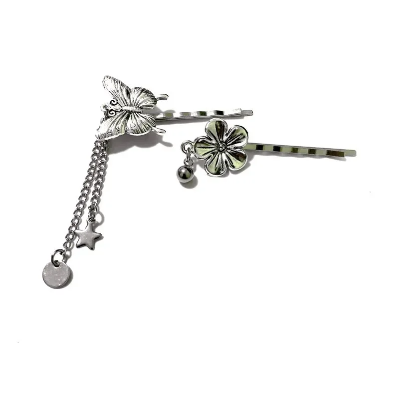 Vintage New nappa Star Pendant Bobby Pin Clip Headwear Butterfly Barrettes Flower Metal Y2k Hairpin accessori per capelli per le donne