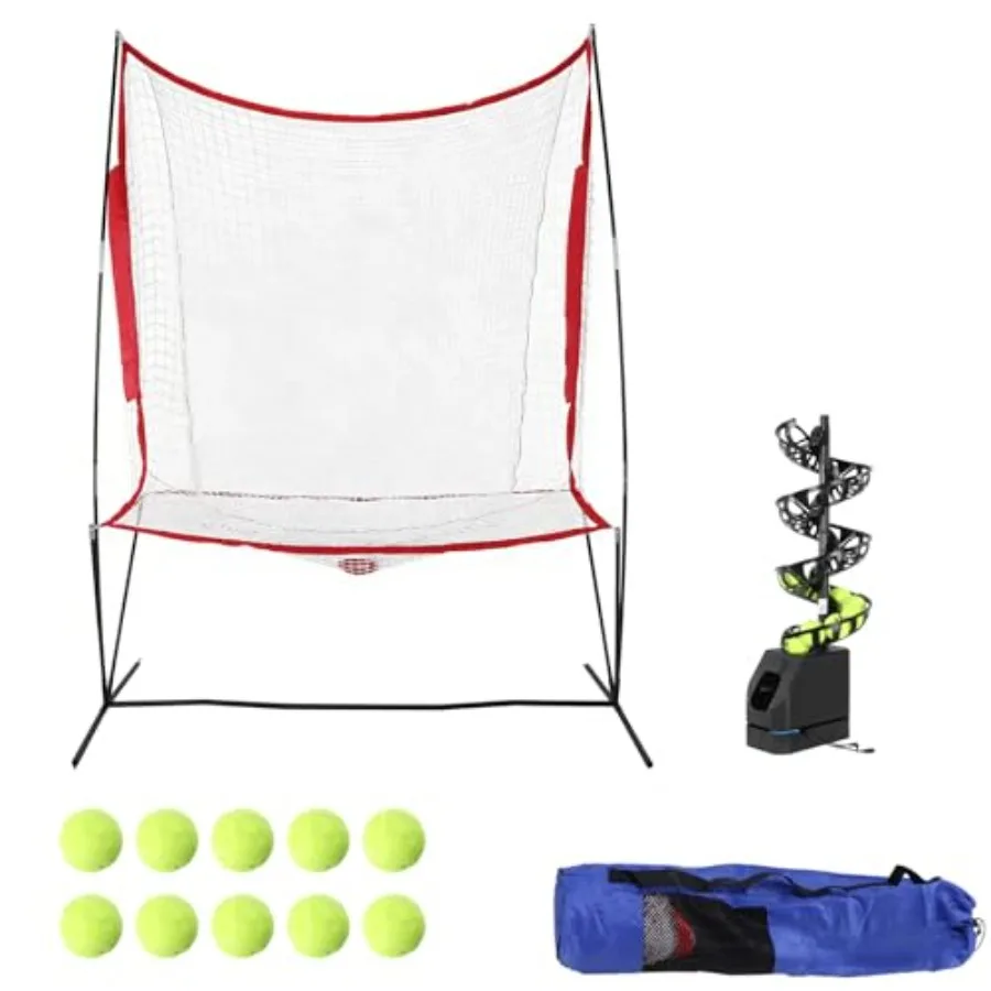 

Machine Ball Thrower with 10 Pickleballs Practice Equipment 5 Adjustable Angles 2 Power Levels for All Skill Levels Indoor Outd
