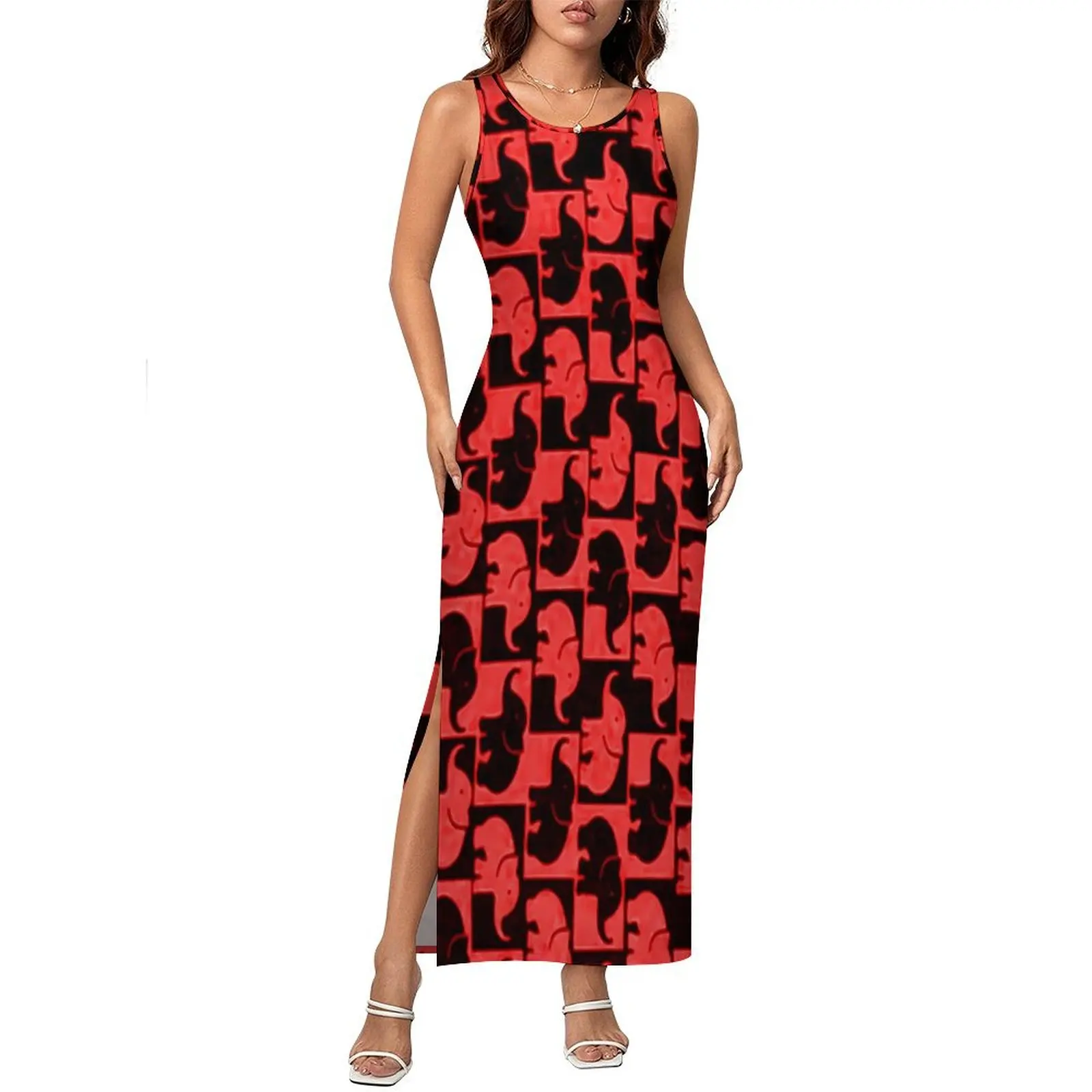 Dancing Elephant Bodycon Dress Summer Cartoon Animal Club Party Maxi Dresses Female Sleeveless Graphic Fashion Dress Big Size