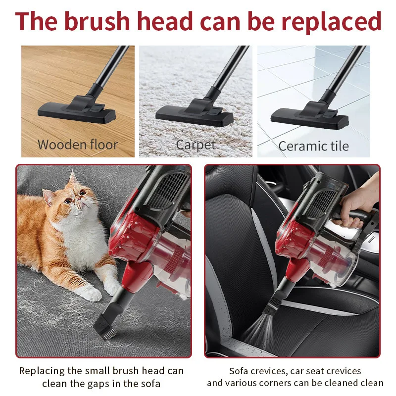 متعددة الوظائف المنزلية المطبخ غرفة المعيشة السجاد عالية الطاقة إزالة الغبار مكنسة كهربائية قضيب نوع قوة شفط كبيرة