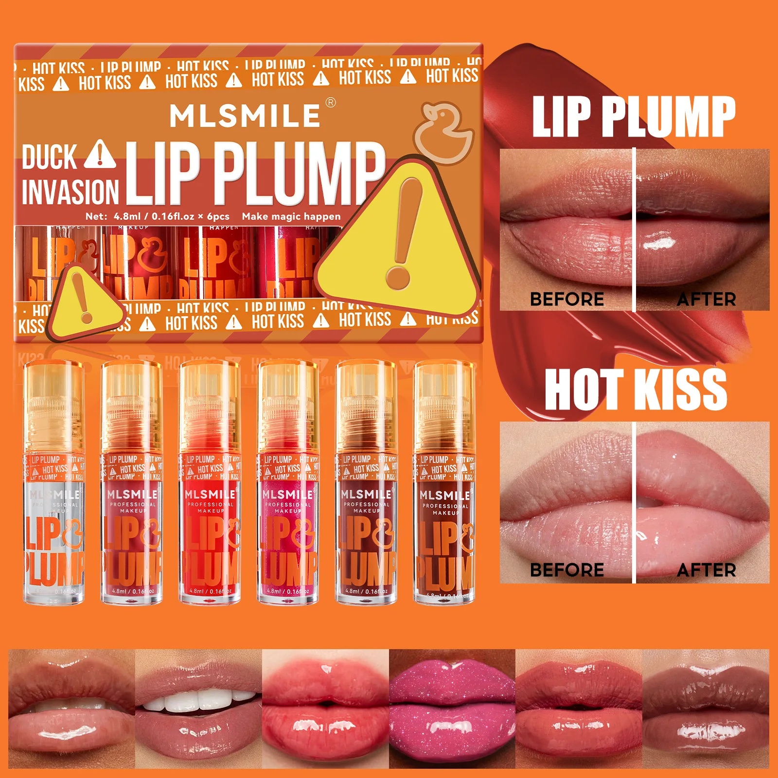 Mlsmile Duckbill Lip Plumping Lip Gloss ลิปสติกให้ความชุ่มชื้น ลิปสติกชนิดน้ํา Lip Glaze ลิปกลอสส่งออก