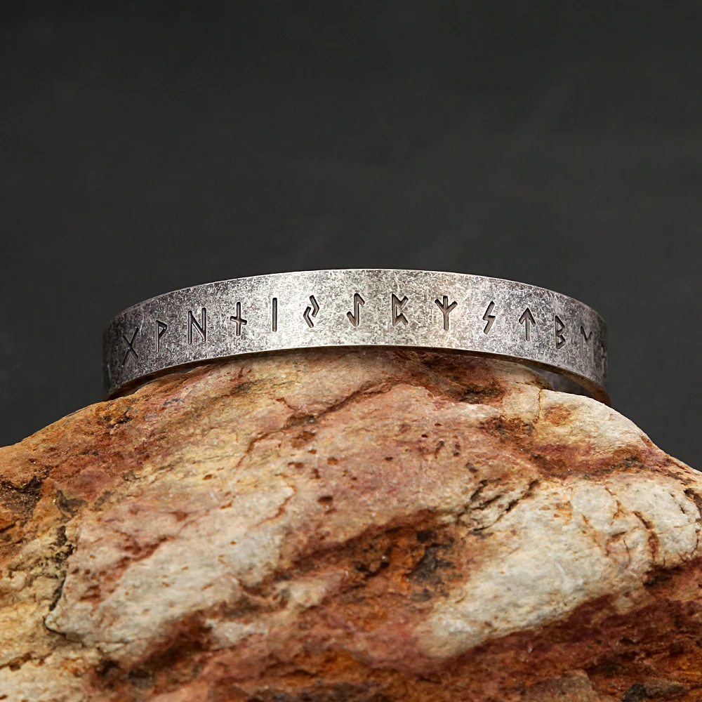Fashion Vintage Viking Rune Bracelest for Men Women 316L Stainless Steel Simple Open Bracelet Amulet Jewelry Gift Dropshipping