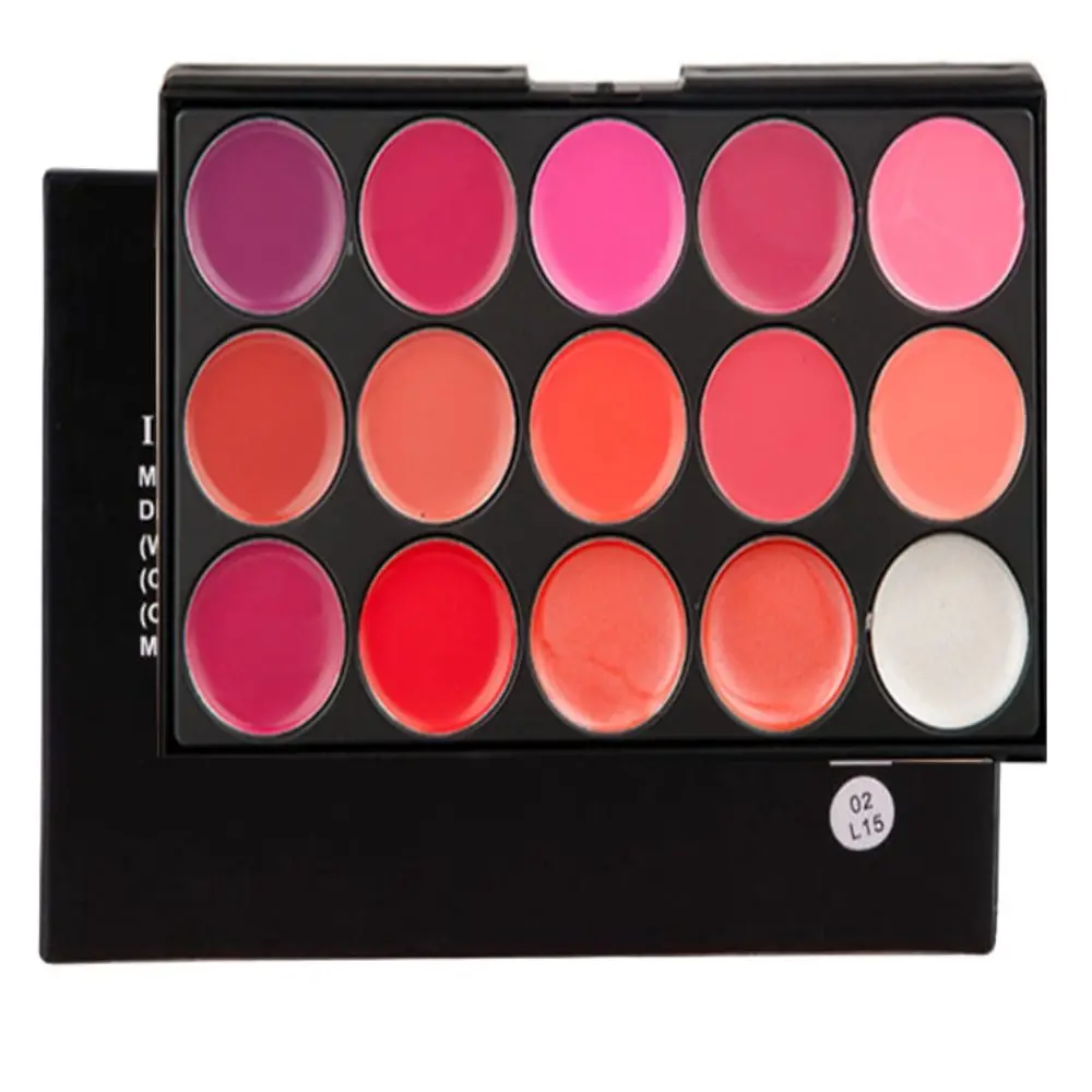 Beauty Non-Sticky Cup Matte Lipstick Palette Long Lasting Moisturizing 15 Color Lip Gloss Palette Waterproof Red Female