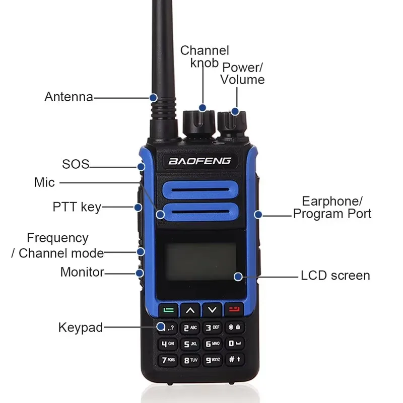 BAOFENG BF-H7 Original Walkie Talkie 10W High Power Long Range Handheld Portable Two Way Radios H7 Wireless Transceiver