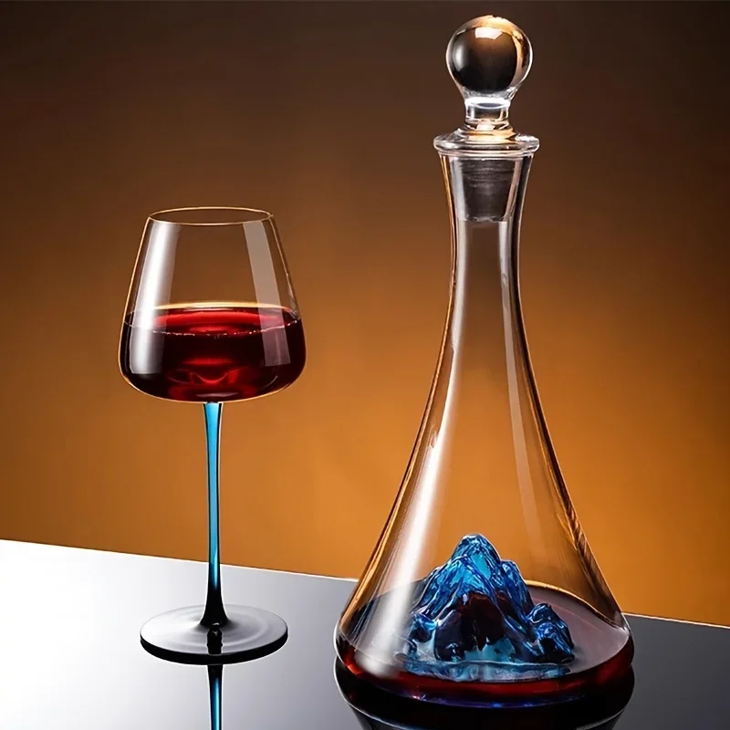 Decanter de cristal soprado à mão, formato iceberg