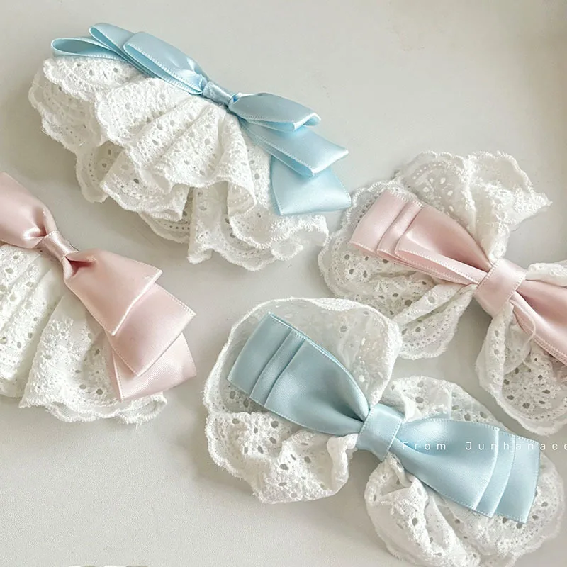 Sweet Pleated Lace Barrettes Cute Bow Hair Clip Duckbilled Hair Accessories Women's New