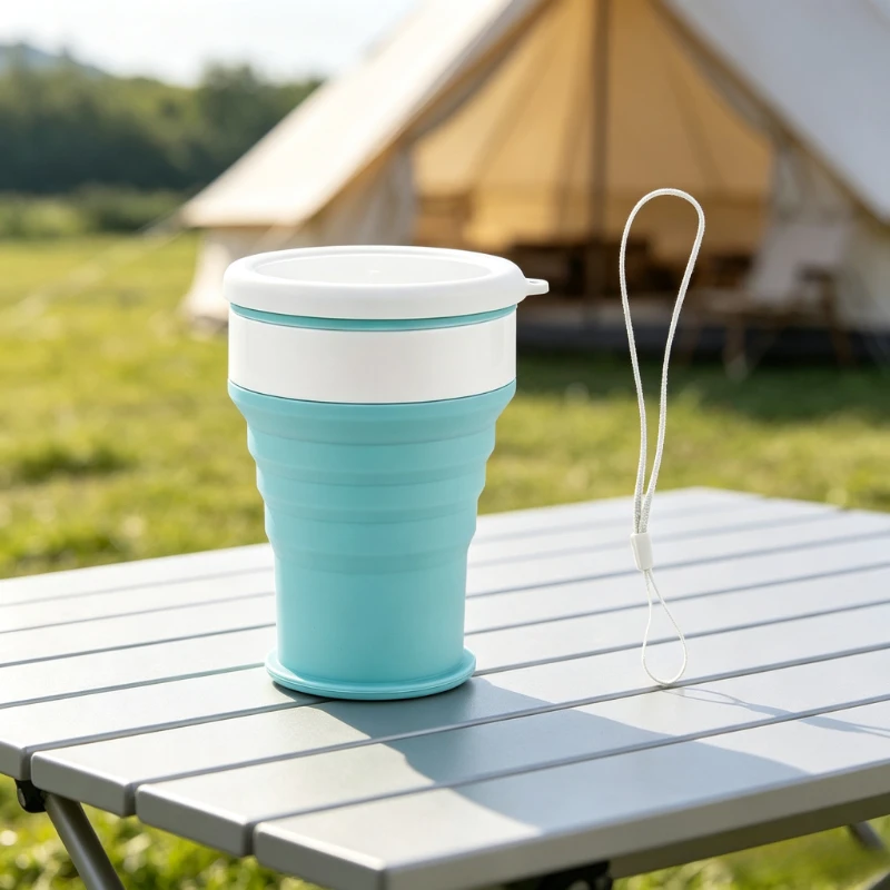 Silicone Collapsible Travel Cup with Lid Portable Foldable Water Cup for Outdoor Sports Camping Reusable Drinking Toothbrush Cup