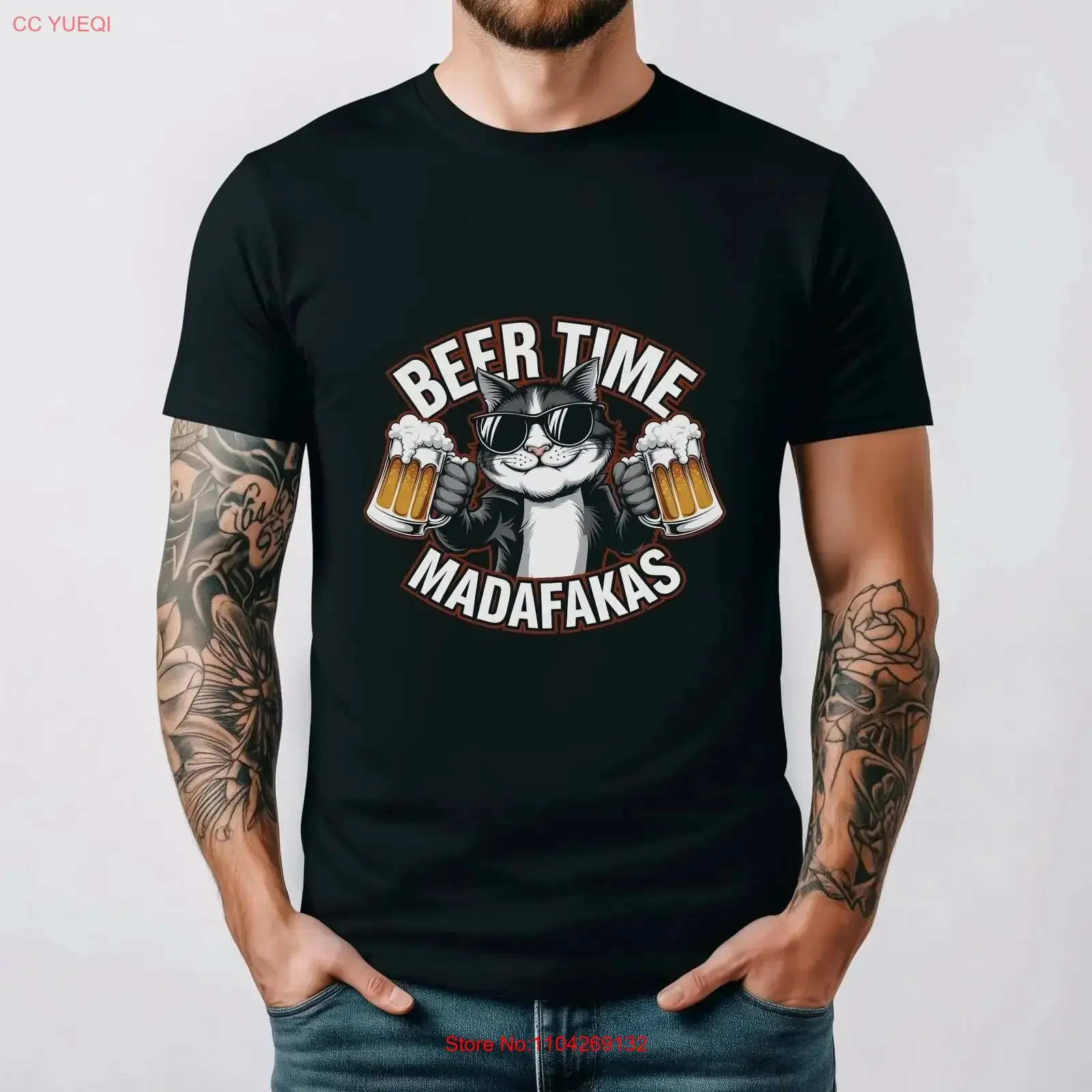 Beer Time Madafakas T Shirt Funny Meme Cat Costume for Dad Mom Friends Great Birthday s lovers vintage Washed streetwear Soft