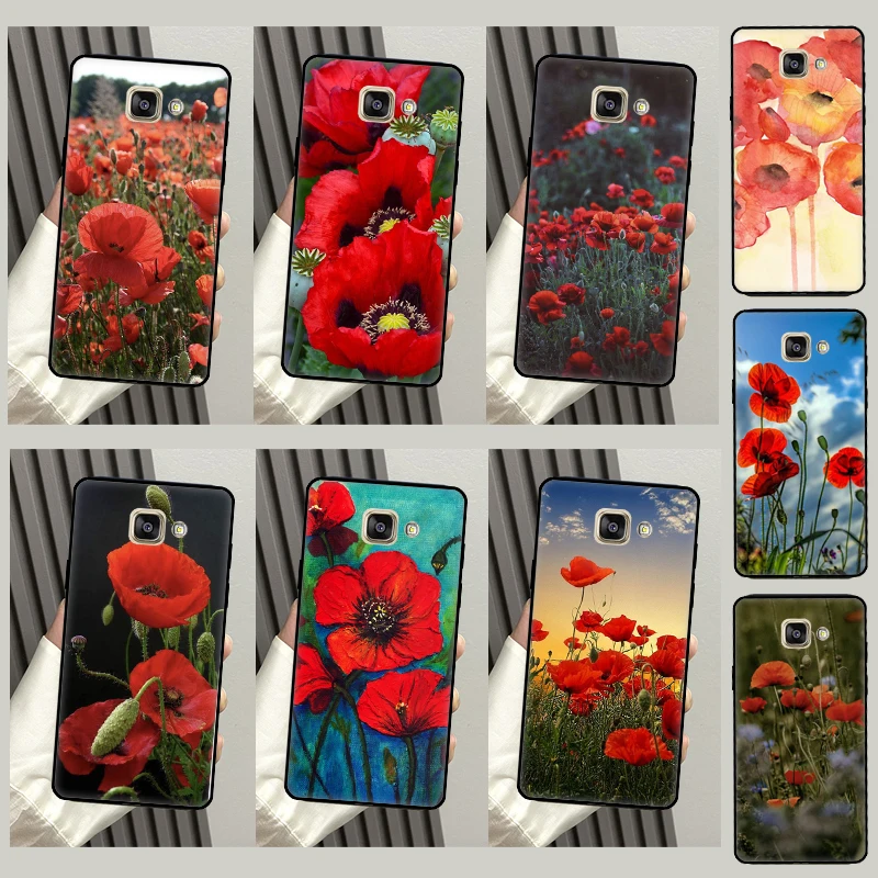 Poppy Flower Bloom Case For Samsung Galaxy J4 J6 2018 A6 A8 Plus J8 A7 A9 J1 A3 A5 2016 J3 J5 J7 2017 Cover