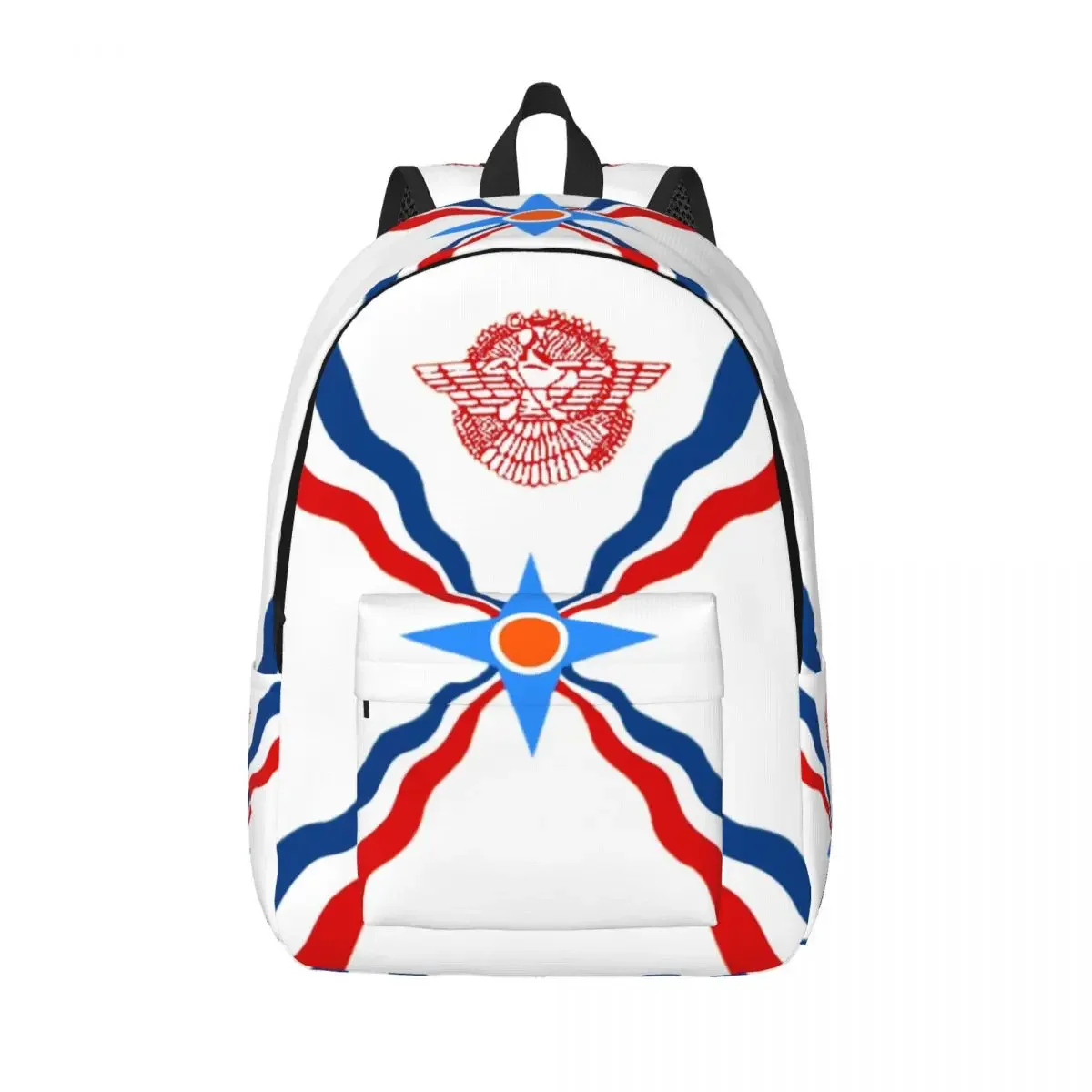 Customized Assyrian Suryoyo Flag Canvas Backpacks Women Men Basic Bookbag for School College Syriac Aram Bags