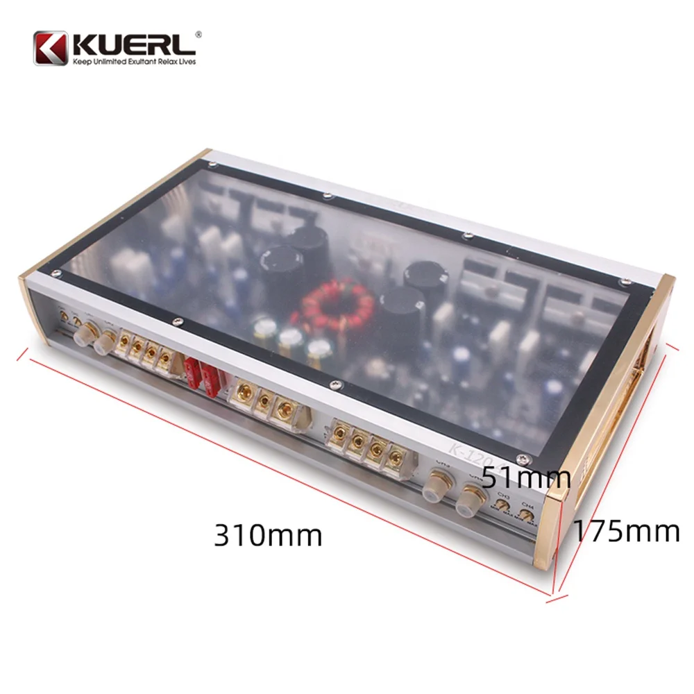 RMS power 150W*4@2Ω/120W*4@4Ω Car Audio Amplifier Class AB 4-Ch for universal Car audio Power Amplifier Slim aluminum alloy body