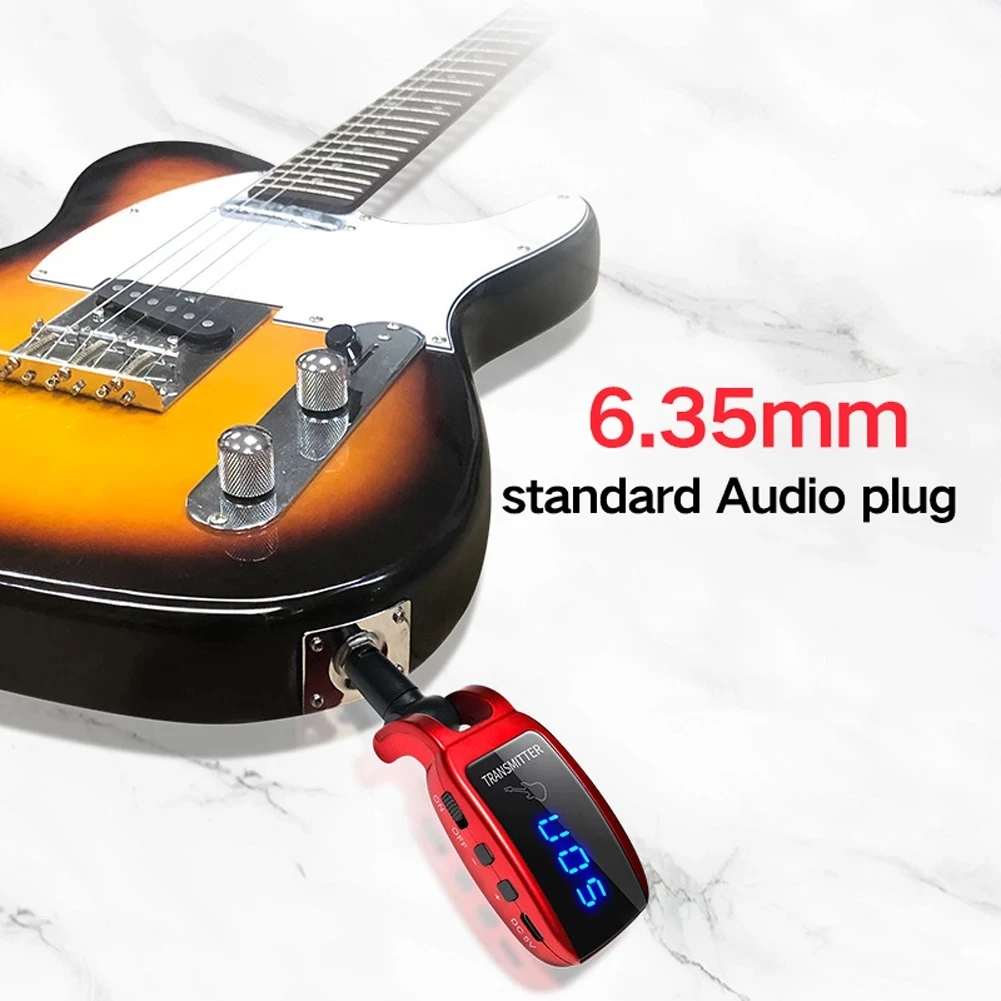 Microphone Wireless Guitar System Rechargeable Guitar Transmitter Receiver Set Bass Pick Up for Electric Guitar Bass Amplifier