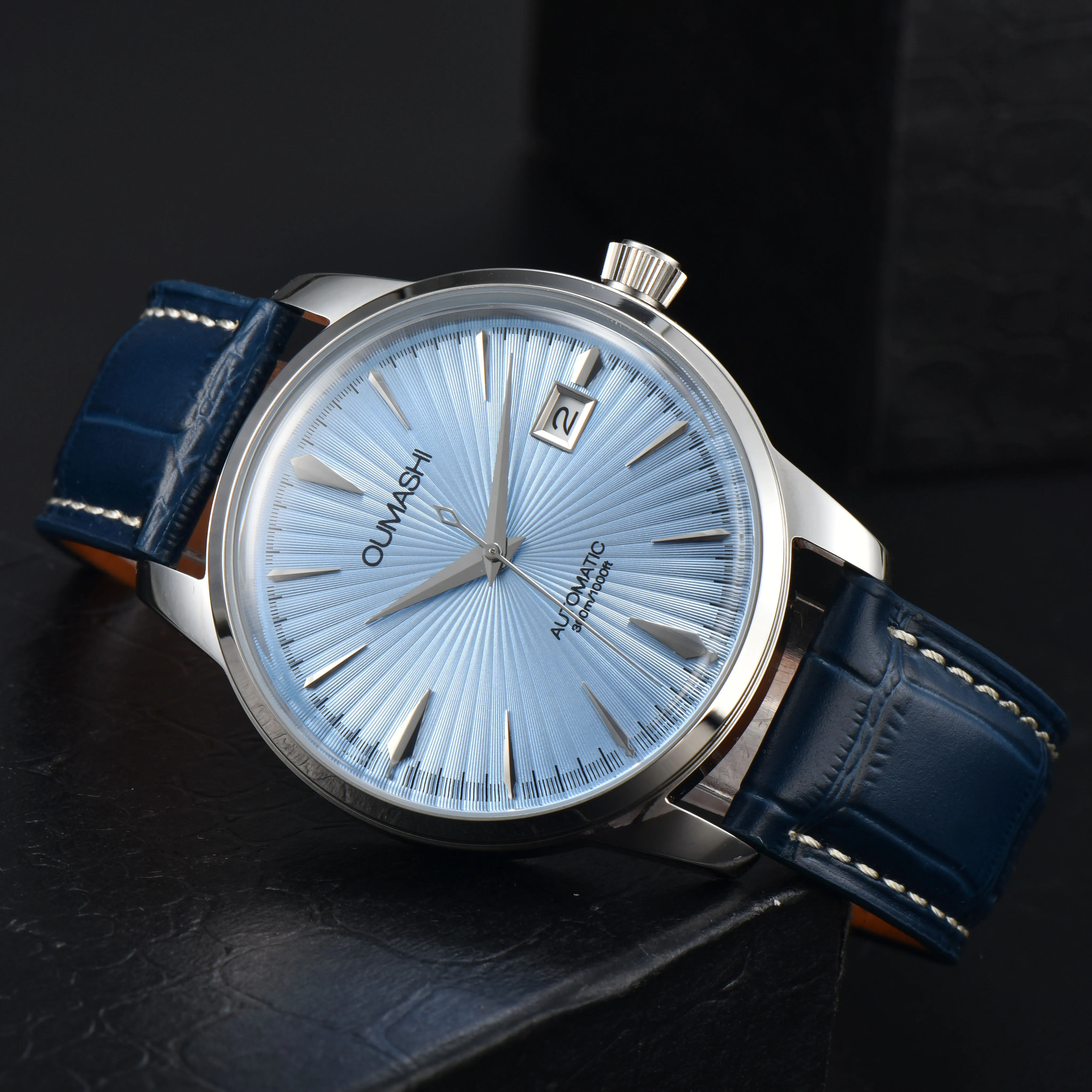 40mm Cocktail Automatic  NH35 Watch for Men Stainless steel case Double Dome sapphire glass leather strap