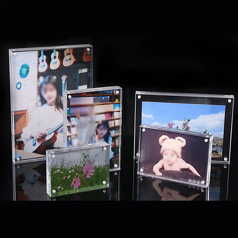 8.2-15cm Transparent Photo Frame Acrylic Magnetic Photocard Holder Photo Protector Poster Display Stand Picture Acrylic Christm