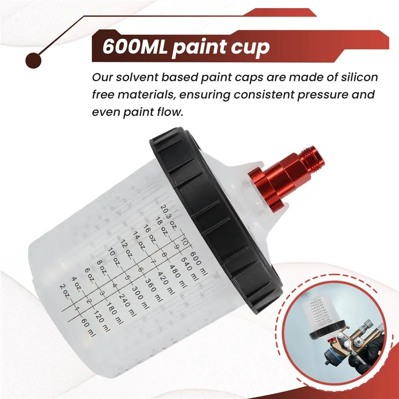 A93E-600Ml Disposable Paint Cup With Connector Sprayer Cup Paint Mixing Cup Type H/O Quick Cup Spraying