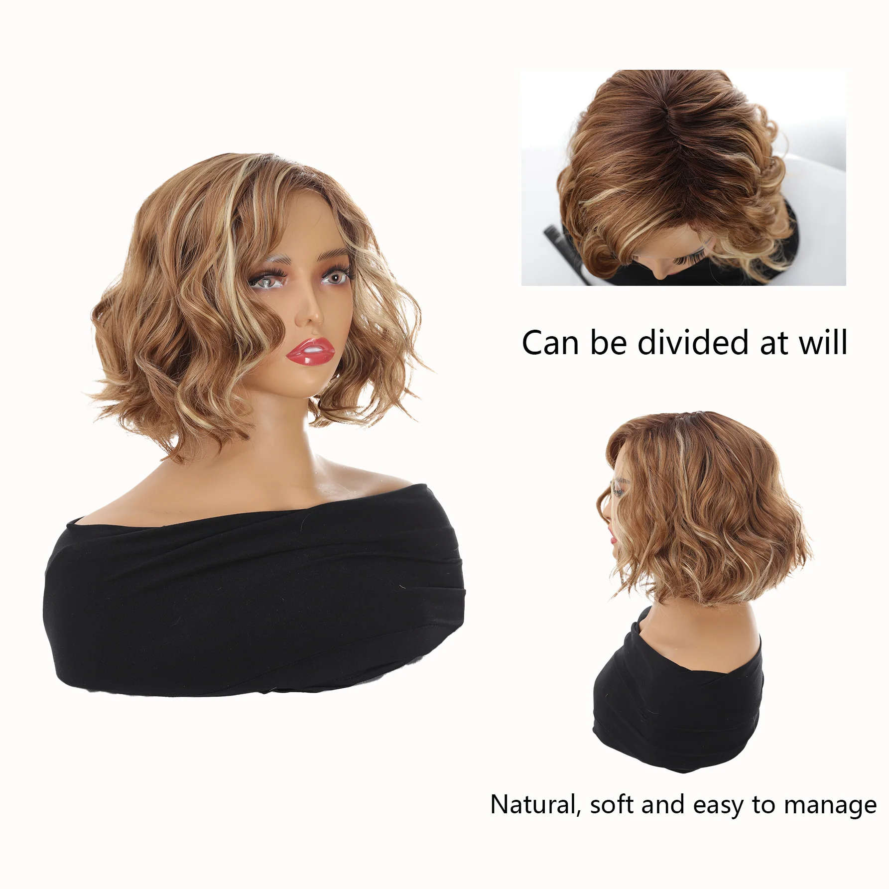 AOO Synthetic economic woman wigs curly wigs Short Wave Boutique Curling head setblonde short hair Wig naism women's fashion wig