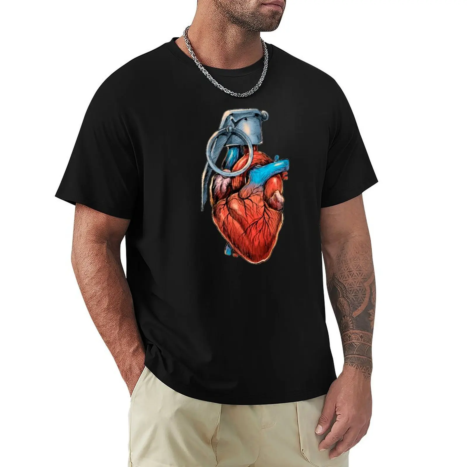 grenade in the form of a heart T-Shirt t shirts for man graphic tees T-Shirt