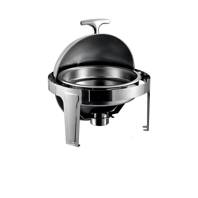 Stainless steel food display roll top round hot pot catering hot pot