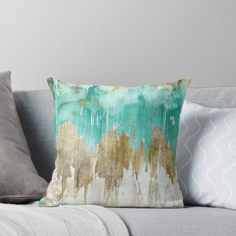 

Opulence Turquoise Aqua Drippy Ikat Throw Pillow Pillow Case Christmas Pillowcases ornamental pillows for living room pillow