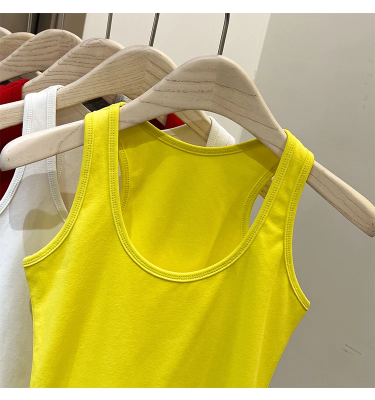 Zjaiss Damen Tanktop Einfarbiges Camisole 2026 Sommer Neu Minimalistisch Vielseitiges Ärmelloses Oberteil für Innen- und Außenbekleidung – Detail 12
