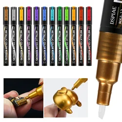 12pcs DSPIAE MKA-Ultra Metal Environmental Protection Document Marking For Gundam Mechanical Model 12 Colors DIY Tool Brush Part