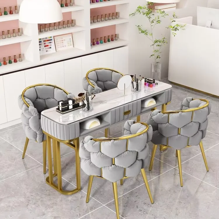 Popular Store's  Luxury Nail Art Table Chair Suit  Single Double Manicure Table Type