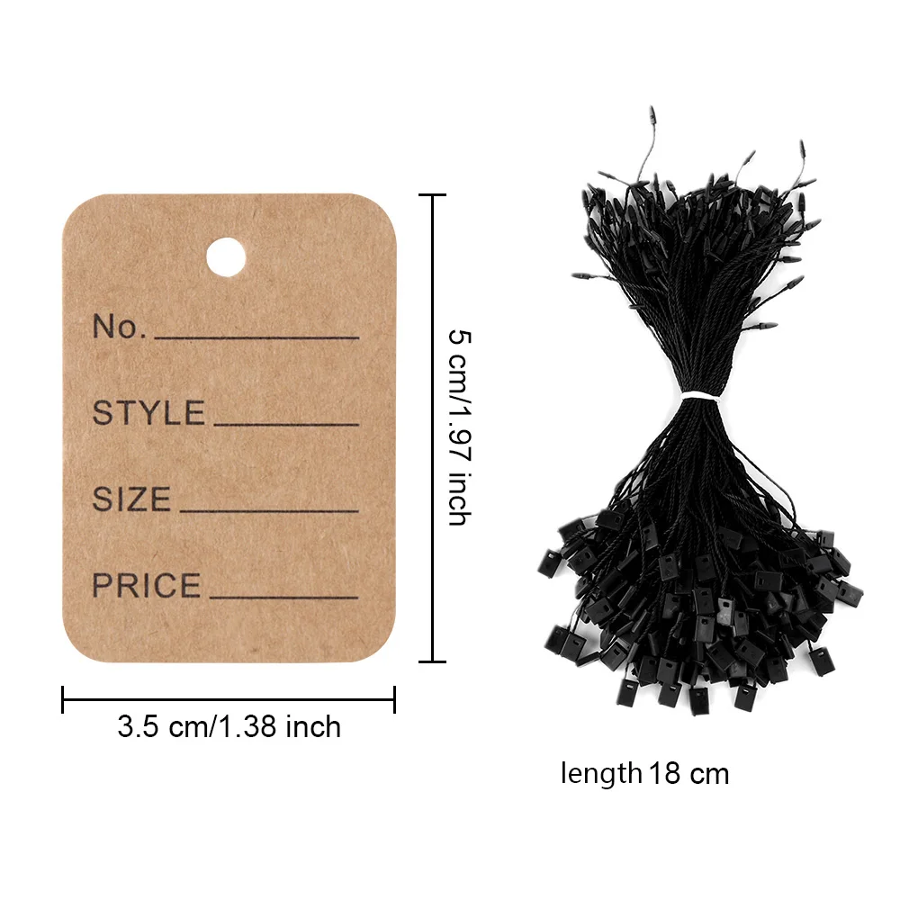 500/1000PCS DIY Retail Snap Lock Garment Supplies Clothing Label Price Tags Hang Tag String Hangtags