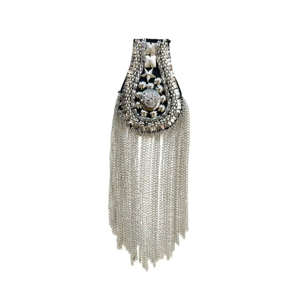New Long Chain Shoulder Tassel Epaulet Detachable Rhinestone Shoulder Epaulettes Badge Jewelry