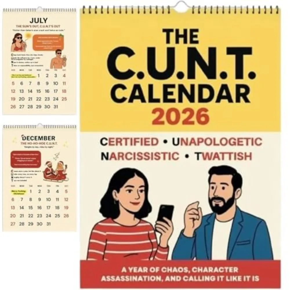 

2026 C.U.N.T. Calendar English Version Thick Paper Funny Adult Calendar Wall Mount 12 Months Attitude Wall Calendar Home Decor