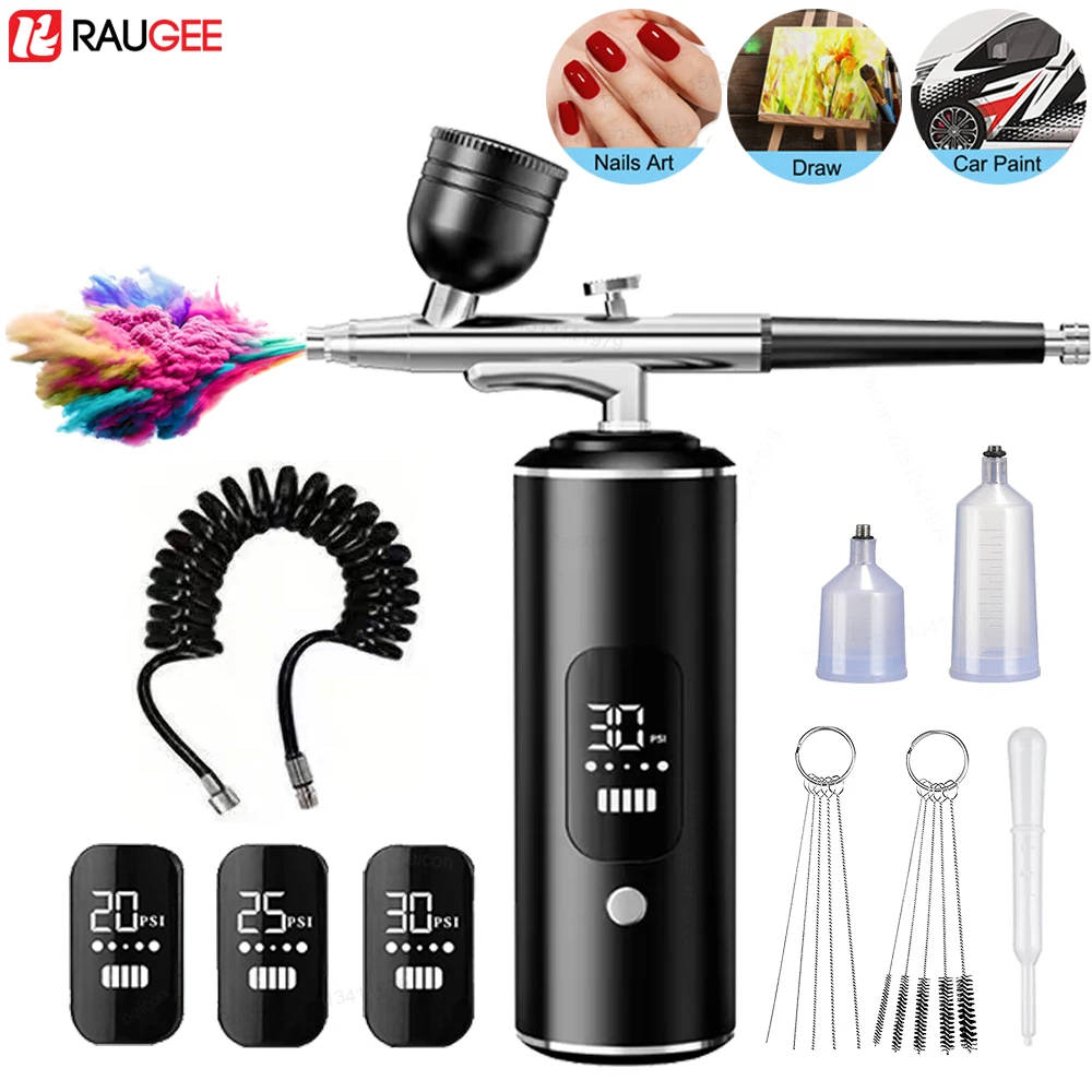 Airbrush with Compressor Mini Spray Gun for Painting Tattoo Wireless Electric Paint Gun Portable Airbrush Kit with Compressor
