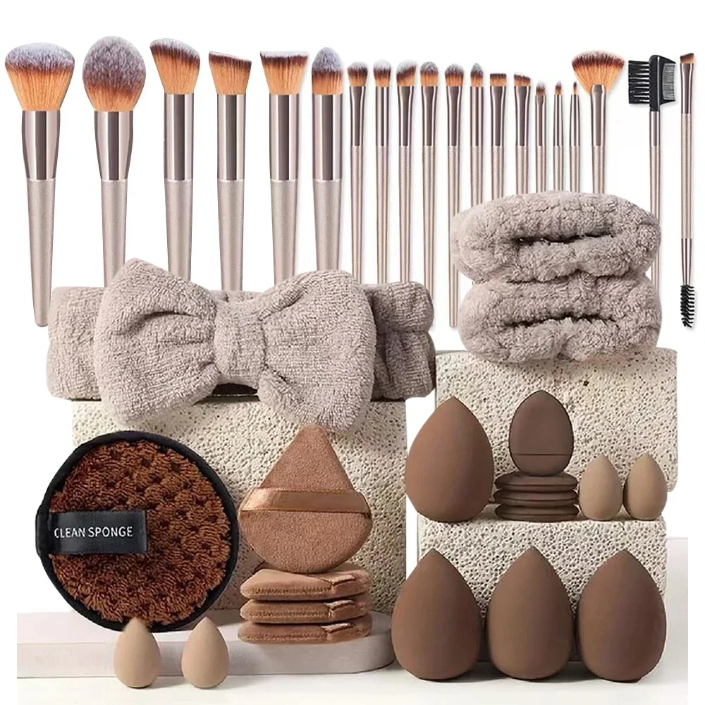 Fashion 33pcs Professional Makeup Brush Set with Accessories for Combination Skin- Featuring Soft Brushes Suitable for Beginners