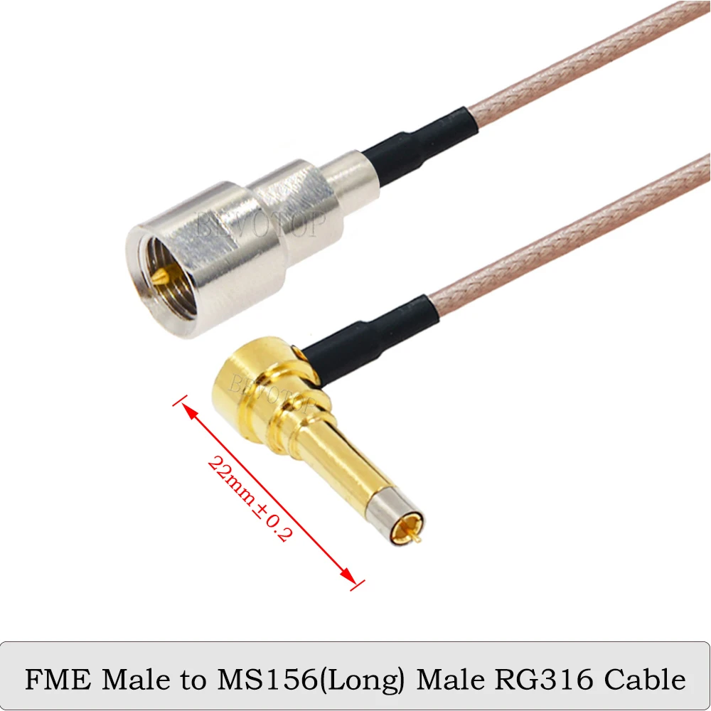 1Pcs FME Male Plug to MS156 Right Angle Connector RG316 RF Coaxial Cable Pigtail Adapter New Wireless Modem Wire 15cm/20cm/30cm