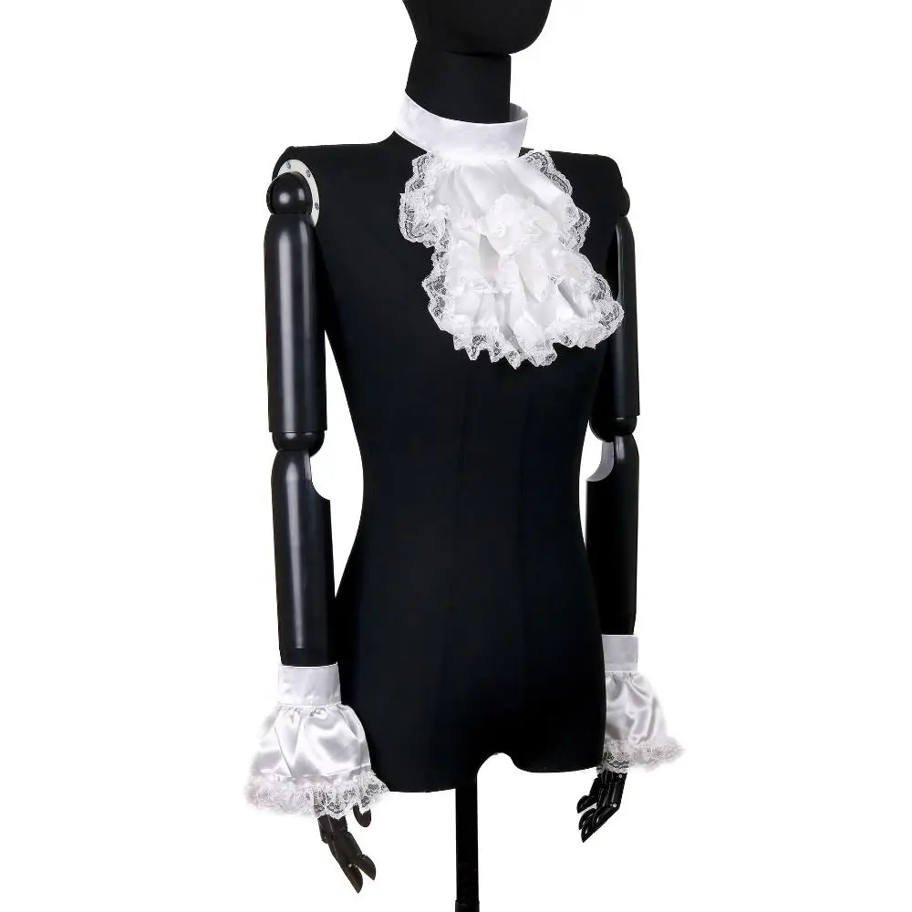 

Accessory Set Detachable Victorian Lace Jabot Ruffled Victorian Style Vintage Victorian Costume Black White Collar Costume