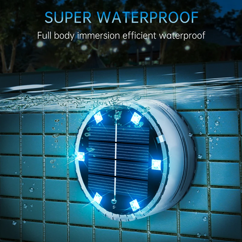 Solar Swimming Pool Lights Led Remote Control Floating Light for Waterproof IP68 Patio Garden Pond Decorative Buried Wall